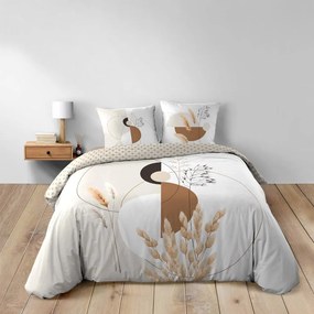 Lenjerie de pat albă-bej din bumbac pentru pat dublu, extinsă 240x220 cm Natacha – douceur d'intérieur