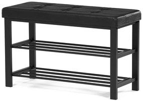 Suport pentru pantofi cu scaun, negru