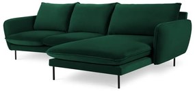 Colțar verde închis cu tapițerie din catifea (cu colțar pe partea dreaptă) Vienna – Cosmopolitan Design