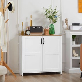HOMCOM Dulap mobilier bufet bucătărie cu 2 uși și 2 rafturi reglabile 90 x 39,5 x 88 cm | Aosom Romania