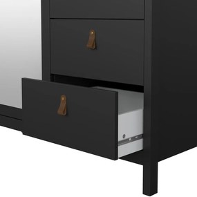 Șifonier negru cu oglindă 150x199x58 cm Madrid – Tvilum