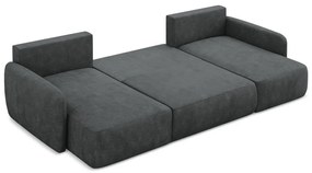 Colțar gri închis extensibil/cu spațiu de depozitare cu tapițerie din chenille (în formă de "U") Lilo – Makamii