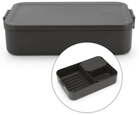 Cutie pentru alimente Brabantia Make&Take 1006290, 2 L, Cu separatoare, Inchidere etansa, Fara BPA, Gri inchis