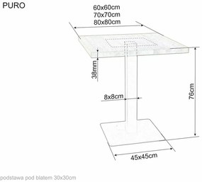 Masa de dining neagra cu blat decor stejar PURO 60x60