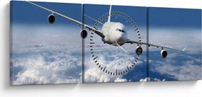 Tablou - Avion în nori (cu ceas) (90x30 cm)