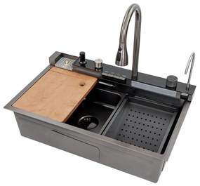 Chiuvetă multifuncțională Catania din oțel inoxidabil cu baterie digitală