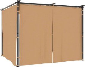 vidaXL Pavilion cu draperii, gri taupe, 3 x 3 m, oțel