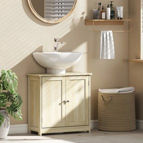 Kleankin Dulap Sub Chiuvetă cu 2 Uși și Raft Reglabil, Dulap de Baie Spațios cu Decupaj în Formă de U, 60x30x60 cm, Alb | Aosom Romania