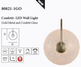 Aplica LED metal auriu sticla decorativa Confetti