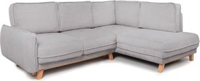 Colțar gri deschis extensibil/cu spațiu de depozitare cu tapițerie din catifea reiată (cu colț pe partea dreaptă/în formă de ”L”) Tori – Bonami Selection