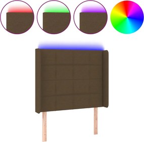vidaXL Tăblie de pat cu LED, maro închis, 83x16x118/128 cm, textil