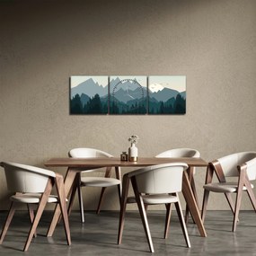 Tablou - Munții cu privirea graficeanului (cu ceas) (90x30 cm)