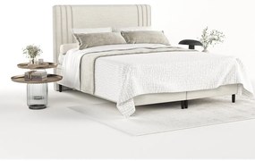 Pat matrimonial bej tapițat cu spațiu de depozitare 200x200 cm Musca – Maison de Rêve