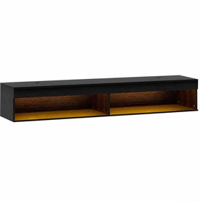 HOMCOM Suport TV Plutitor cu Lumini LED pentru Televizoare de Până la 190 cm, Consolă Media cu Raft de Depozitare, 180x40x30 cm, Negru | Aosom Romania