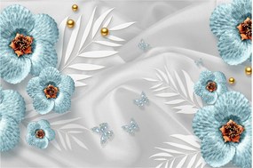 Tablou - 3D Flori albastre (90x60 cm)