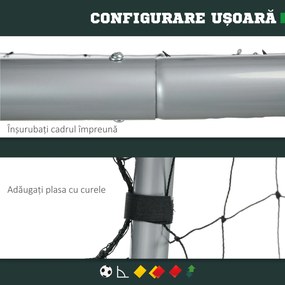 SPORTNOW Poarta de fotbal 6ft x 2ft, Plasa de fotbal pentru gradina cu tarusi de sol, montare rapida si simpla, Poarta pentru antrenament