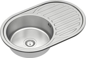 hiuveta inox Quadron Tom 211 cu o cuva fara picurator finisaj inox texturat 77x50 cm