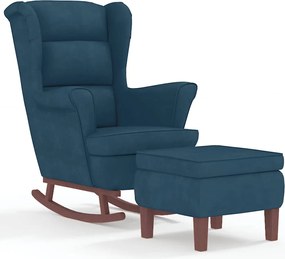 vidaXL Balansoar cu spătar albastru, catifea și lemn masiv