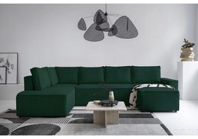 Colțar verde închis extensibil cu tapițerie din catifea reiată (cu colț pe partea stângă /în formă de "U") Brave Dave – Miuform