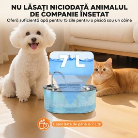 PawHut Fântână Apă Inox Automată 7L | Aosom Romania