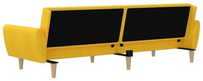 Canapea extensibila 2 locuri, cu taburet, galben, textil Galben, Cu suport de picioare
