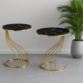 Set măsuță de cafea Homs – 3 bucăți – Negru &amp; Gold