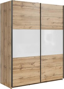Dulap TETRIX, stejar wotan/alb lucios, PAL, cu 2 usi, 154x60x196 cm