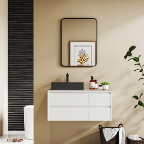 HOMCOM Oglindă de Baie 60 x 80 cm Oglindă Decorativă de Perete cu Ramă Metalică și Cârlig Ușor de Agățat pentru Sufragerie, Hol, Intrare - Negru | Aosom Romania