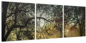 Tablou cu răsărit de soare (cu ceas) (90x30 cm)