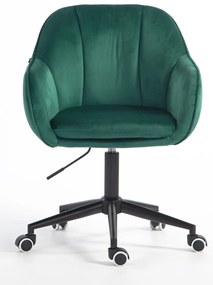 HR2055K Scaun Verde din Catifea cu Bază Neagră