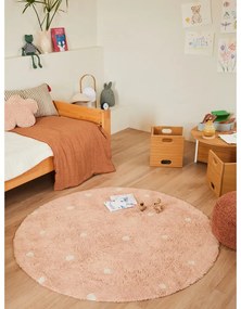 Covor pentru copii roz deschis lavabil/țesut manual din bumbac ø140 cm Round Dot Rose – Lorena Canals