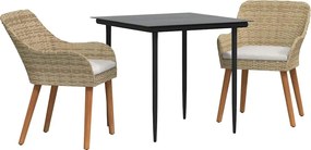 vidaXL Set de masă pentru grădină cu pernă 3 pcs Bej poliratan