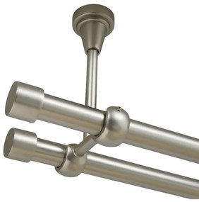 Galerie dubla capacel fara inele prindere tavan 19/19 mm crom mat (Alege marime: 280 cm)