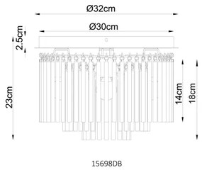 Globo 15698DB - Plafonieră GORLEY 5xE14/40W/230V Ø 32 cm