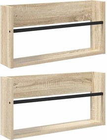 vidaXL Raft pentru reviste cu raft 2 pcs Stejar Sonoma 60 x 12 x 30 cm