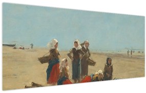 Tablou - Eugène Boudin, Women on the Beach at Berck, reproducere (120x50 cm)