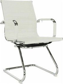 Scaun conferinta AZURE 2 NEW TYP 2, piele ecologica/metal, alb, 54.5x6
