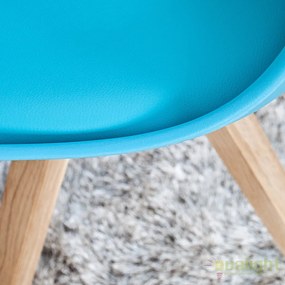 Scaun din lemn cu tapiterie din piele sintetica Scania NewLook II turcoaz A-36206 VC