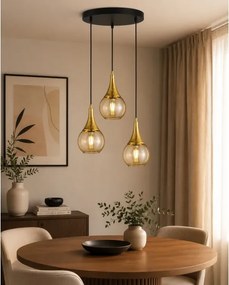 Lustră pe cablu LACRIMA HONEY 3xE27/60W/230V d. 30 cm