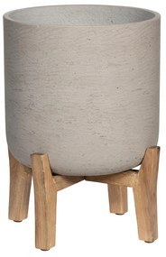 Jardiniera Charlie cu picioare joase, gri antic, dimensiuni multiple - ghivece ceramice Mărime: L - v. 23 cm, ⌀ 23 cm / v. 34.5 cm, ⌀ 29.5 cm