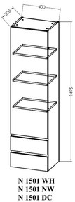 Dulap inalt cu 1 usa si 2 sertare, Kolpasan, Naomi, 149.5 ( h ) cm, dark concrete