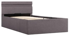 285625 vidaXL Cadru pat hidraulic cu ladă, LED, gri taupe, 100x200 cm, textil