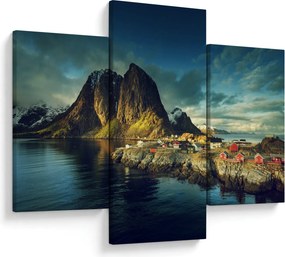 Tablou cu sat de pescari din Norvegia (90x60 cm)