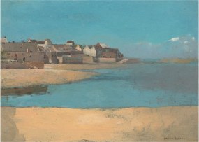 Tablou pe sticlă - Odilon Redon, Village by the Sea in Brittany, reproducere (70x50 cm)