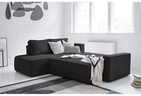 Colțar gri antracit extensibil cu tapițerie din catifea reiată (cu colț pe partea stângă ) Brave Dave – Miuform