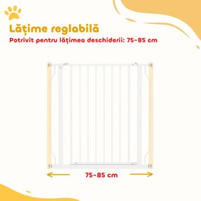 PawHut Cancel de Siguranță Larg pentru Câini, cu Ușă sub Presiune, pentru Uși, Holuri, Scări - Alb | Aosom Romania