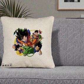 Perna Personalizata Dragon Ball Goku si Shenron Actiune, 40x40 cm, Bej Canapea, Husa Detasabila, Perna Inclusa, BEKZ®