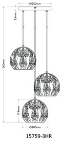 Lustra neagra din metal cu 3 pendule MIKA