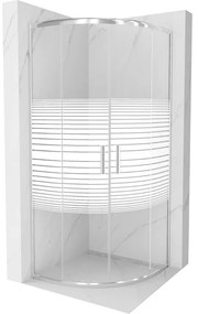 Mexen Rio cabină de duș semicirculară 90 x 90 cm, dungi albe, crom - 863-090-090-01-20