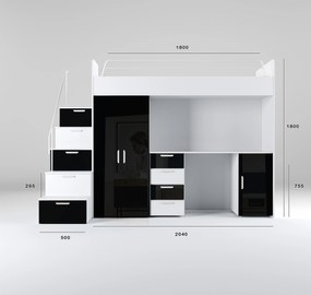 Pat pentru copii Ruby IV S (Alb + negru) (Cu somieră). 611106